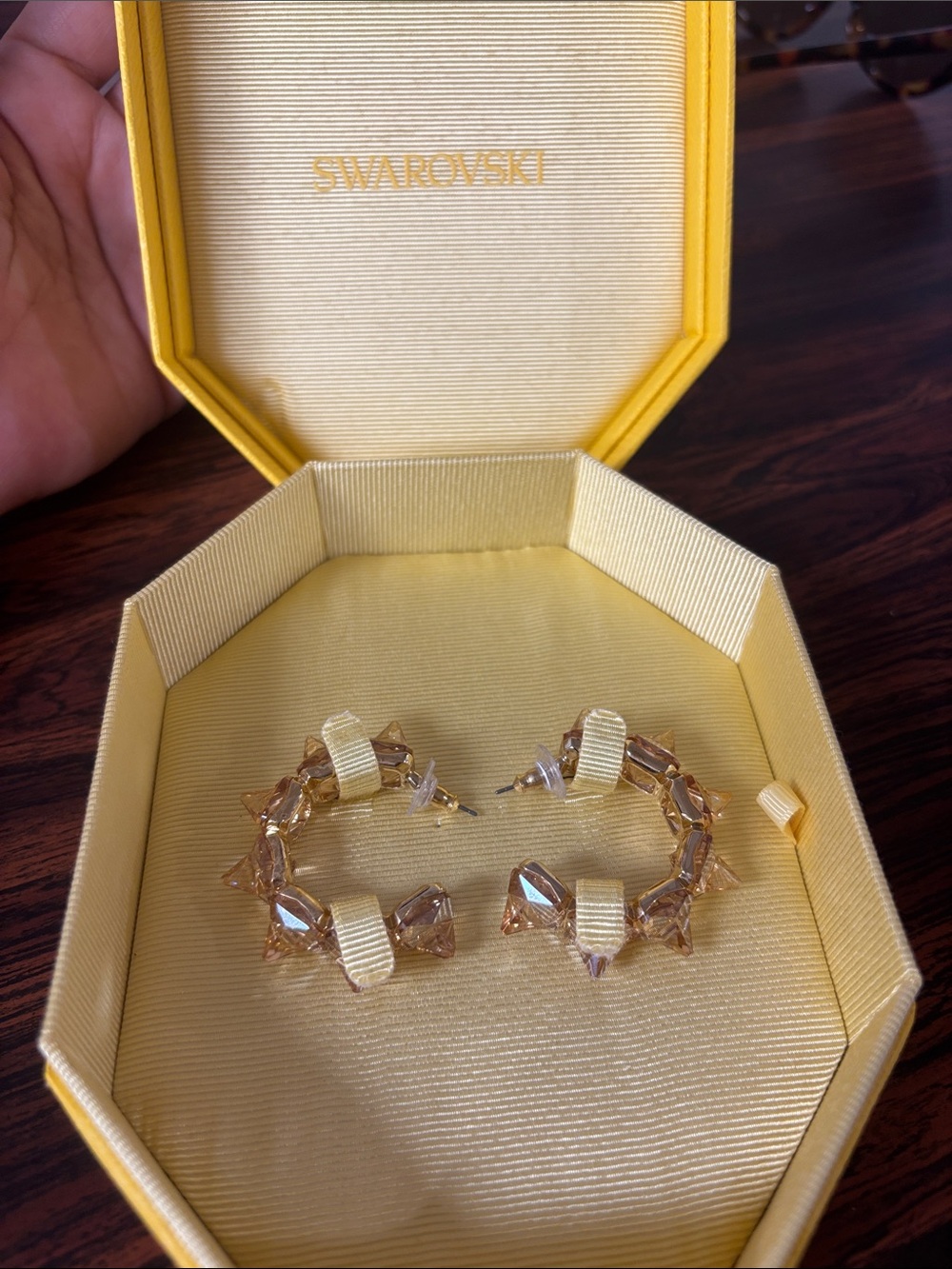 Swarovski Chroma Collection. Champagne Crystal Hoop Earrings